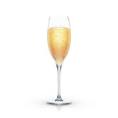 Moon Walk in a champagne flute on white background