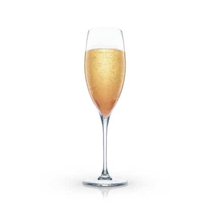 Niagara Falls in a champagne flute on white background