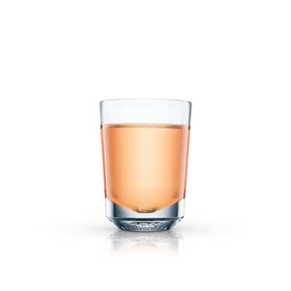 Pioneer in a rocks glass on white background