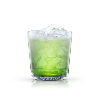 Preston in an Absolut rocks glass with crushed ice on white background