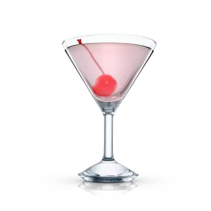 San Marco served in a martini glass with a maraschino cherry on white background