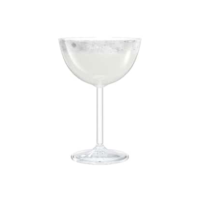 Silver Jubilee in a coupe glass with frothy head on white background