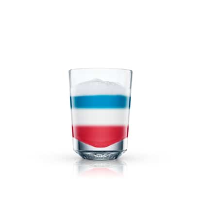 Stars And Stripes in a layered rocks glass with foam on top
