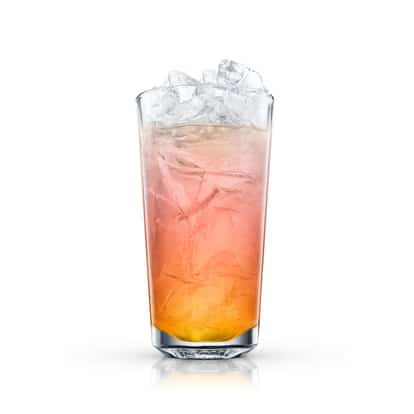 Stay Sober in a highball glass with crushed ice and layered liquid on white background