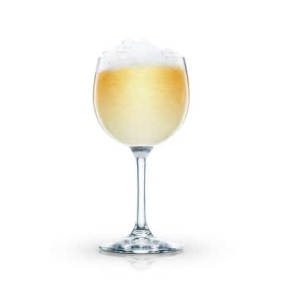Tahiti Typhoon served in a stemmed wine glass topped with crushed ice