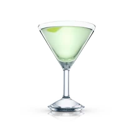Vanilia Sensation served in an Absolut martini glass with a lime twist on white background.