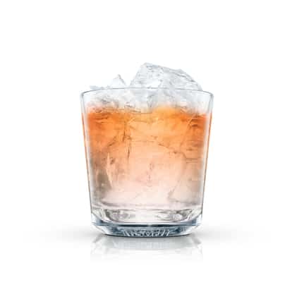 Vincent Black in an Absolut rocks glass with crushed ice on white background