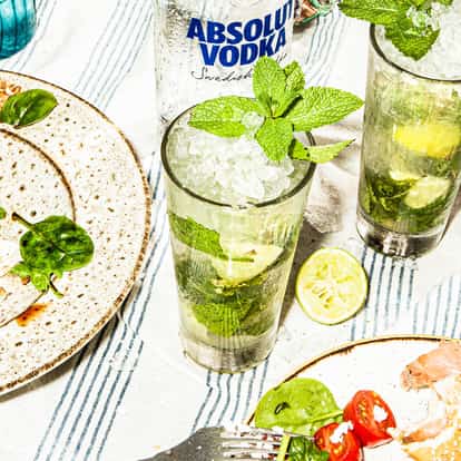 Vodka Mojito made with Absolut Vodka, a variation of the classic rum-based Mojito.