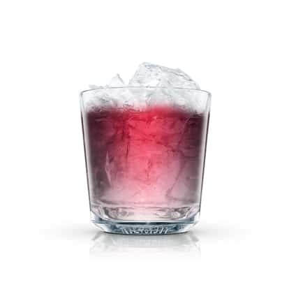 Waldzauber served in an Absolut rocks glass with crushed ice on white background