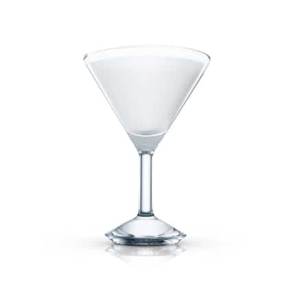White Nun in a filled stemmed martini glass on white background