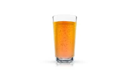 Beerbuster in a highball glass with visible bubbles on white background