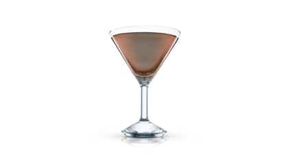 Caramel Flip in an Absolut martini glass on white background