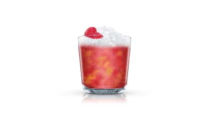 Central Park in an Absolut rocks glass with crushed ice and two raspberries on top