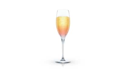 Champagne Cosmo in a champagne flute on white background