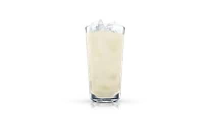 Cheralle in a tall highball glass with ice on white background.
