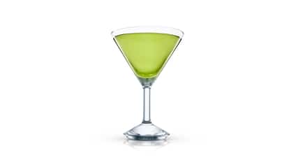 Envy in a martini glass on white background
