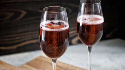 Two Faux Kir Royal mocktails.