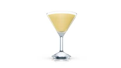 Favorit in a martini glass on white background