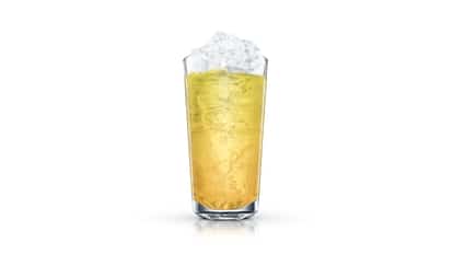Flying Fish in a highball glass with crushed ice on white background