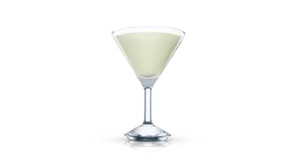 Melon Collie Martini in a martini glass on white background