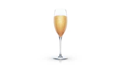 Niagara Falls in a champagne flute on white background