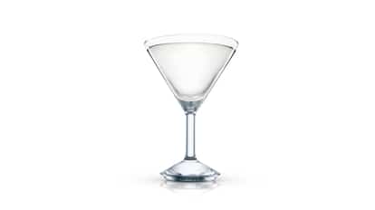 Saketini in a martini glass on white background